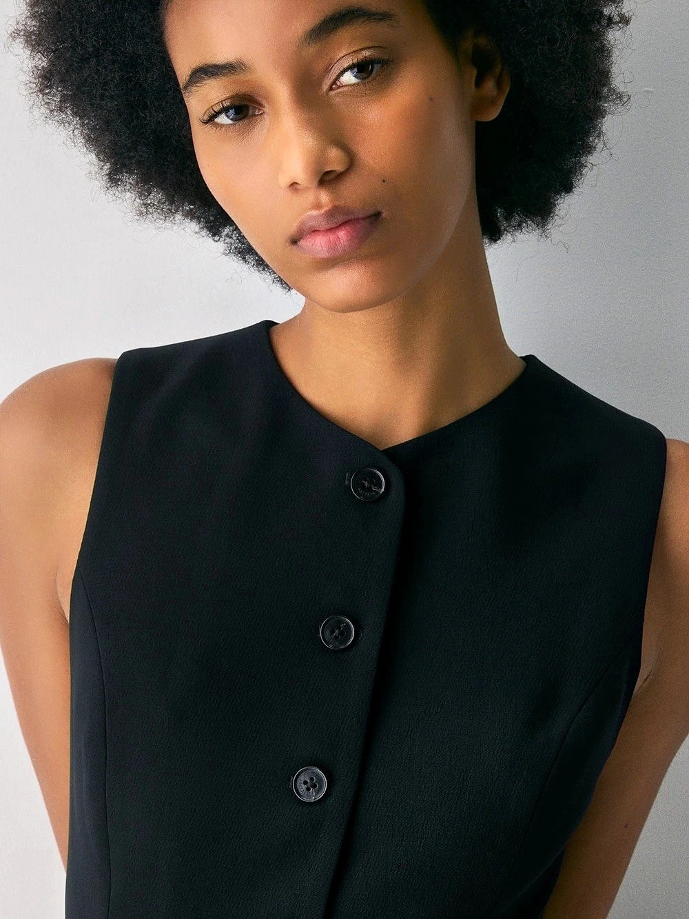 OGL Black Button-Front Vest waist coat